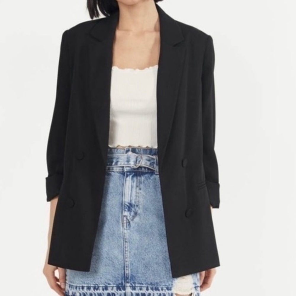 Bershka black double breasted blazer  3/4 sleeves